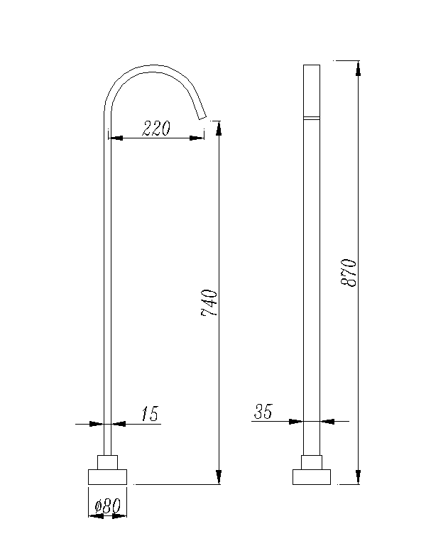 Black Square Floor Standing Mixer (Brass)