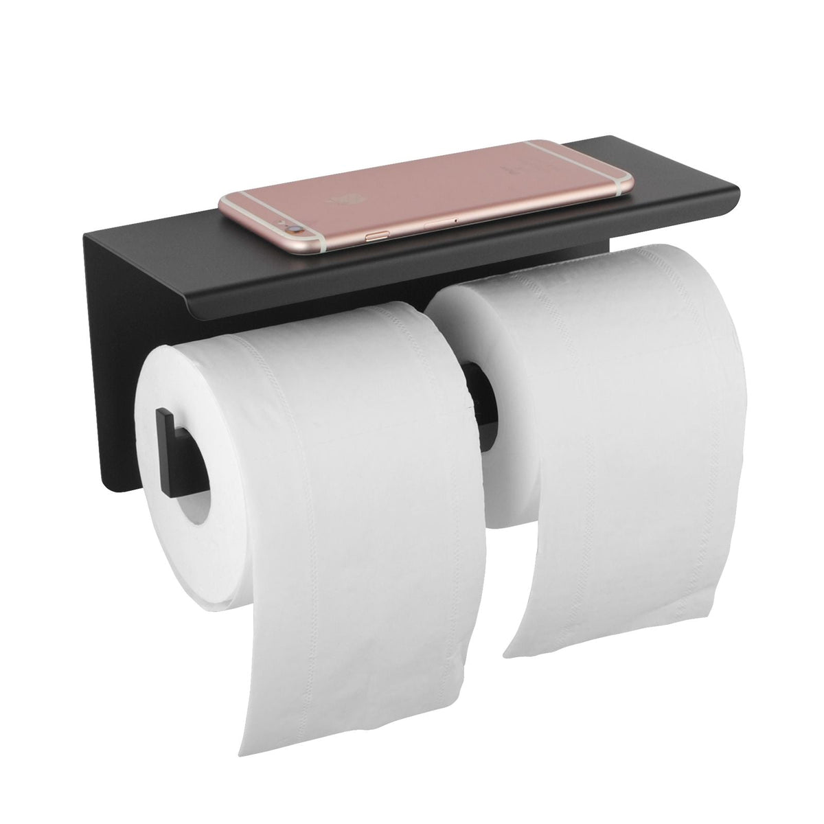 BLAZE Black Double Toilet Paper Holder with Cover