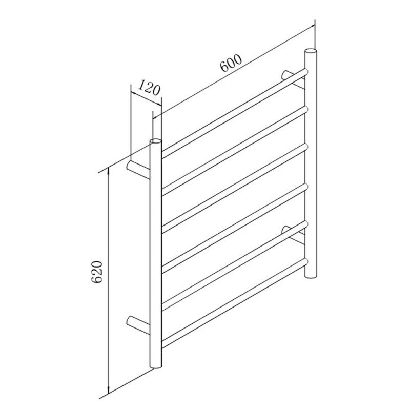 Round Chrome Electric Heated Towel Rack 6 Bars