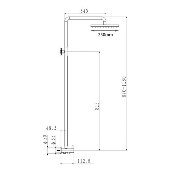 10&quot; Round Chrome Shower Station Top/Bottom Inlet