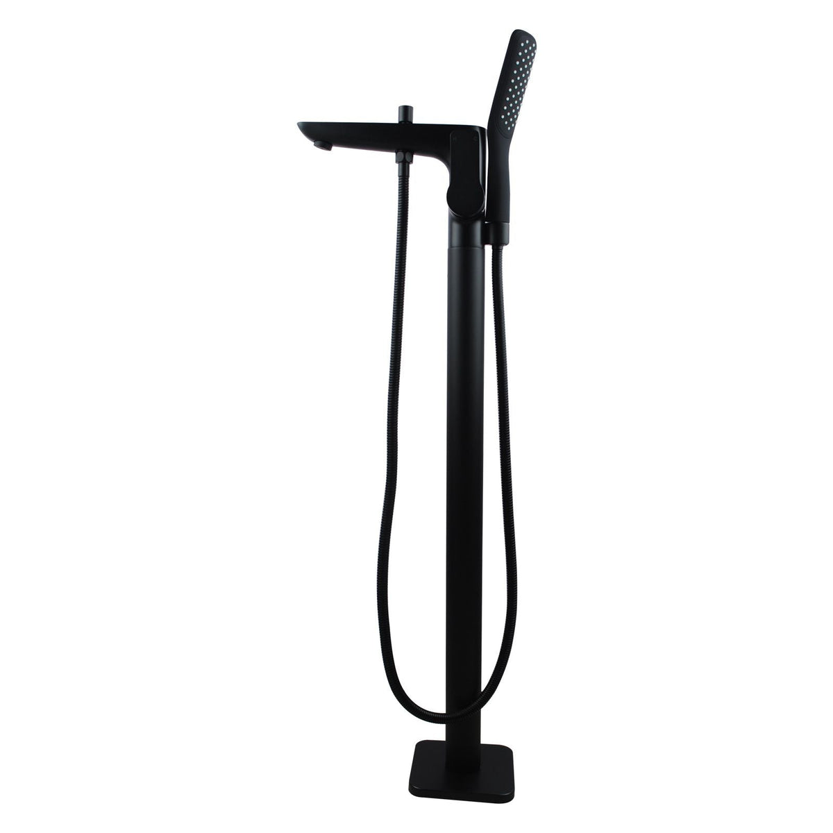 Black Floor Standing Mixer With Diverter &amp; Handheld Shower(Brass)