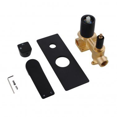 RUSHY Square Black Wall Mixer With Diverter
