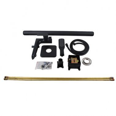 Black Floor Standing Mixer With Diverter &amp; Handheld Shower(Brass)