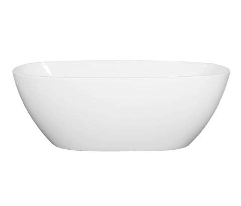 1500x750x590mm Oval Bathtub Freestanding Acrylic Gloss White Bath tub NO Overflow