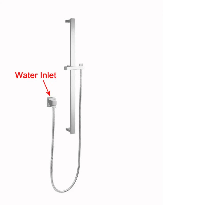 Square Chrome Hand Shower Rail without Handheld Shower(PVC Hose)