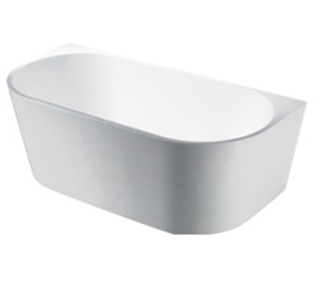 1500x750x580mm Bathtub Back to Wall Acrylic GLOSSY White Bath tub NO Overflow