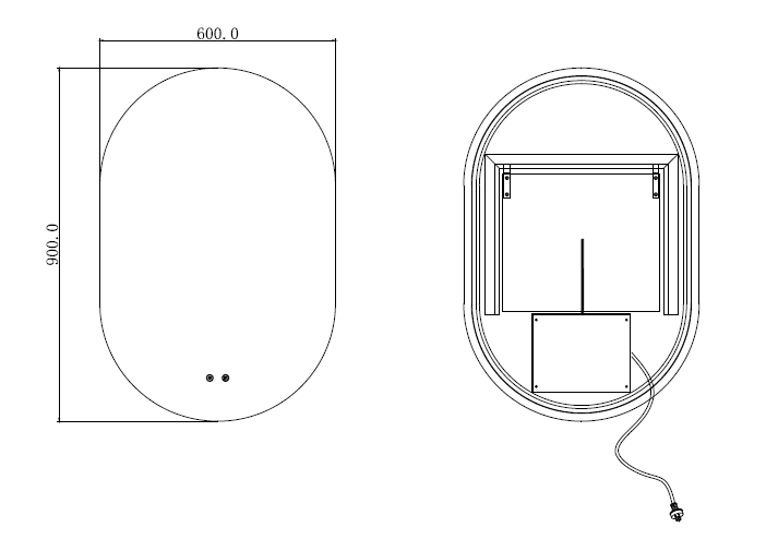 Oval Shape Backlit LED Mirror 600x900mm