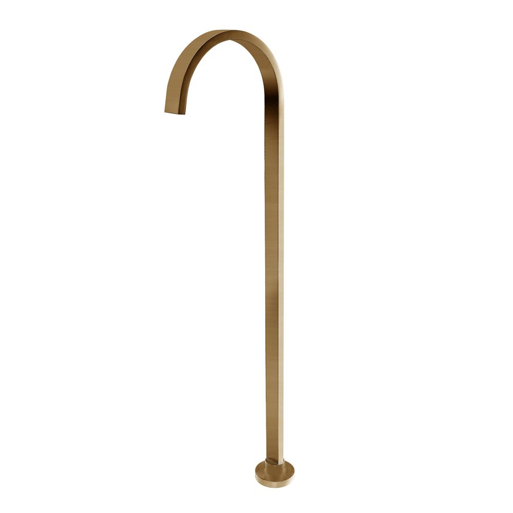 Square Brushed Yellow Gold Stainless Steel Freestanding Bath Spout