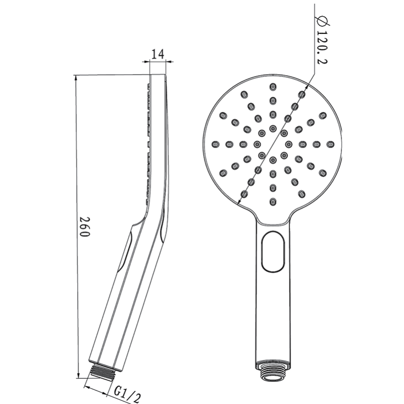 Round Brushed Nickel ABS 3 Function Handheld Shower