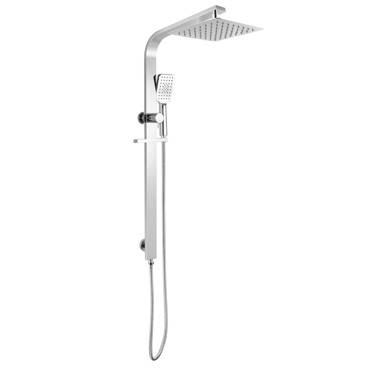 10&quot; Square Chrome Wide Rail Shower Station Top Water Inlet with 3 Functions Handheld
