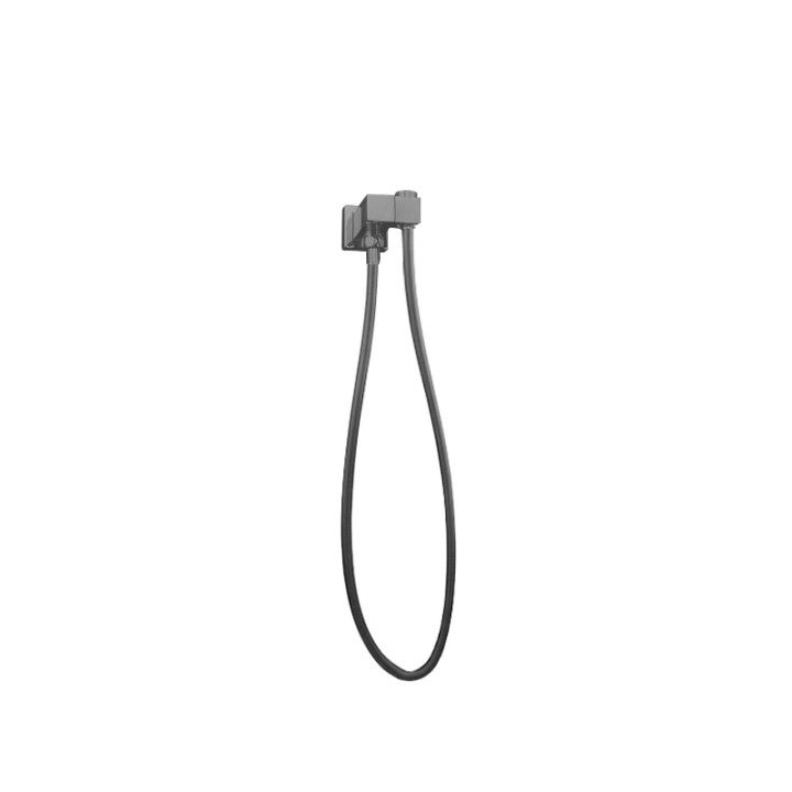 Square Gun Metal Grey Shower Holder Wall Connector &amp; Hose Only