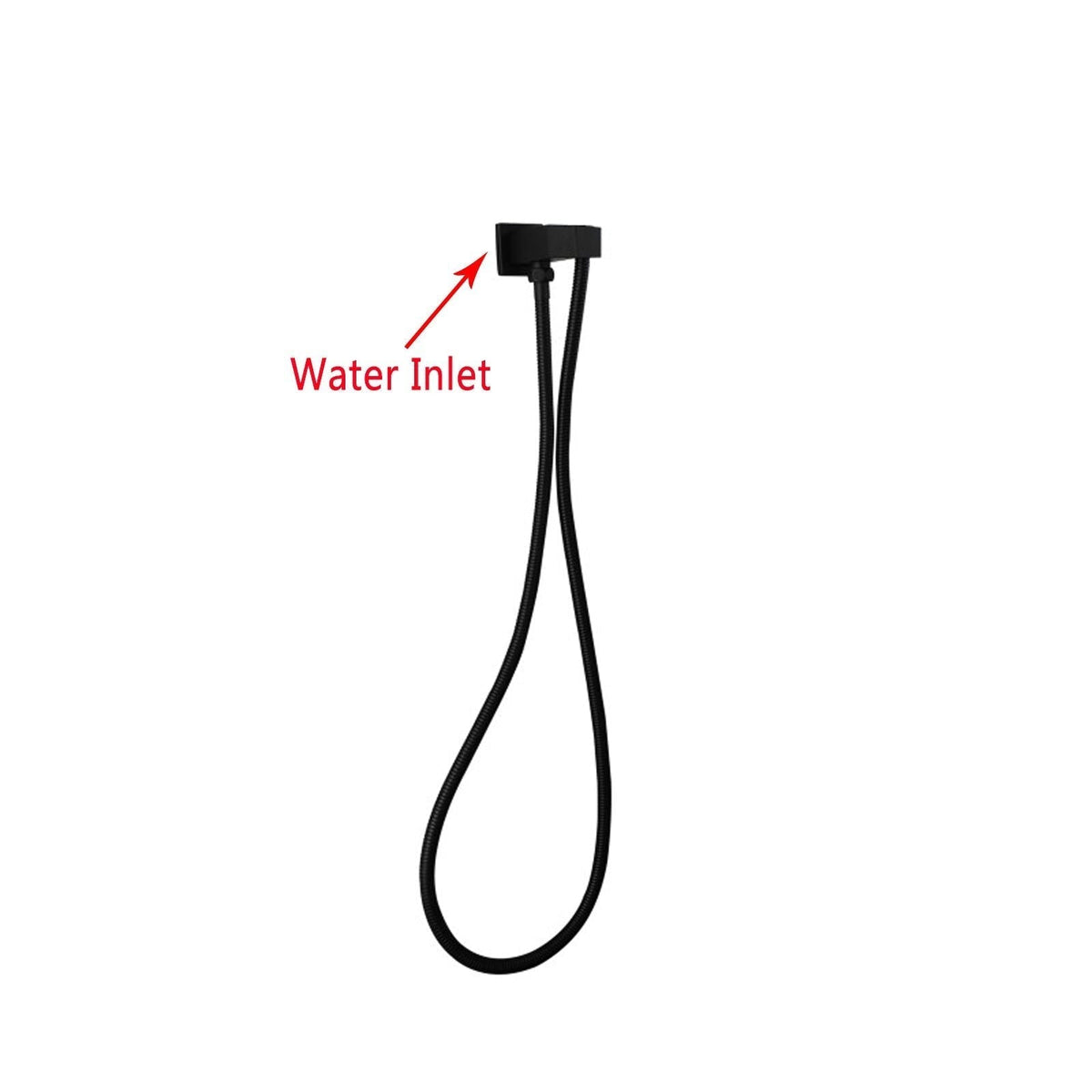 Square Black Shower Holder Wall Connector &amp; Hose Only