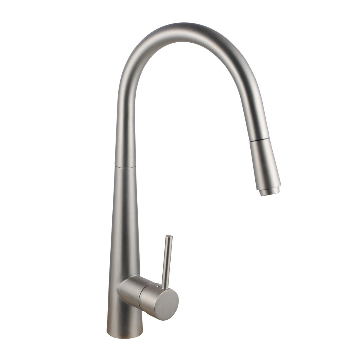Round Brushed Nickel Pull Out Kitchen Sink Mixer Tap
