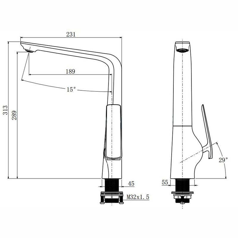 Norico Esperia Matte Black &amp; Chrome Kitchen Mixer