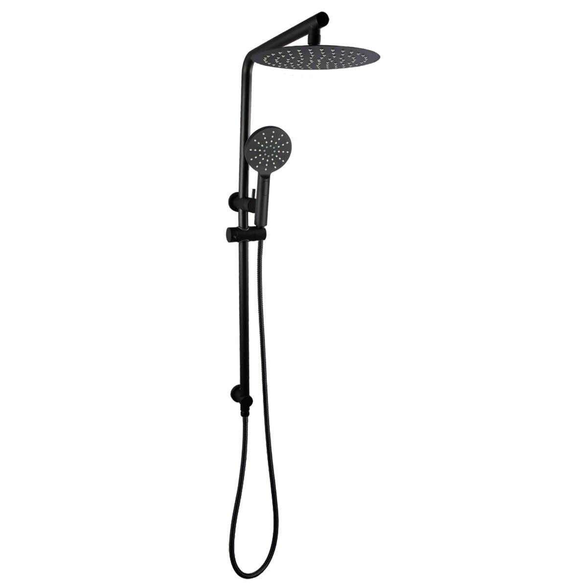 10&#39;&#39; Right Angle Round Matte Black Shower Station Top Inlet