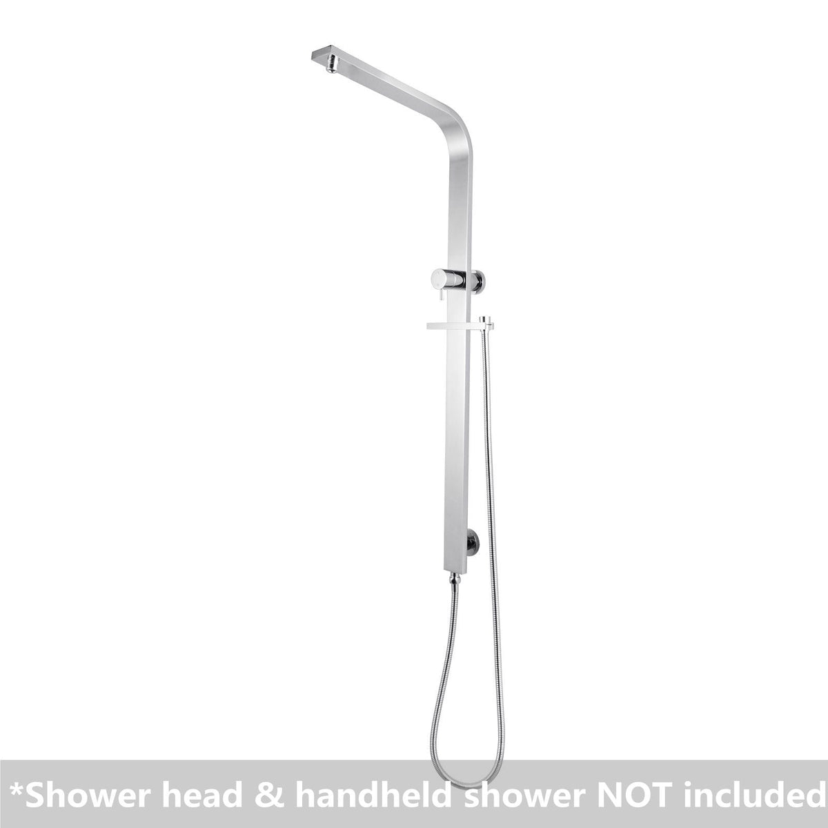 Chrome Square Shower Station without Shower Head and Handheld Shower(Wide Rail)