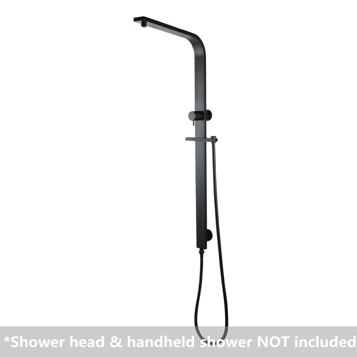 Black Square Shower Station without Shower Head and Handheld Shower(Wide Rail)