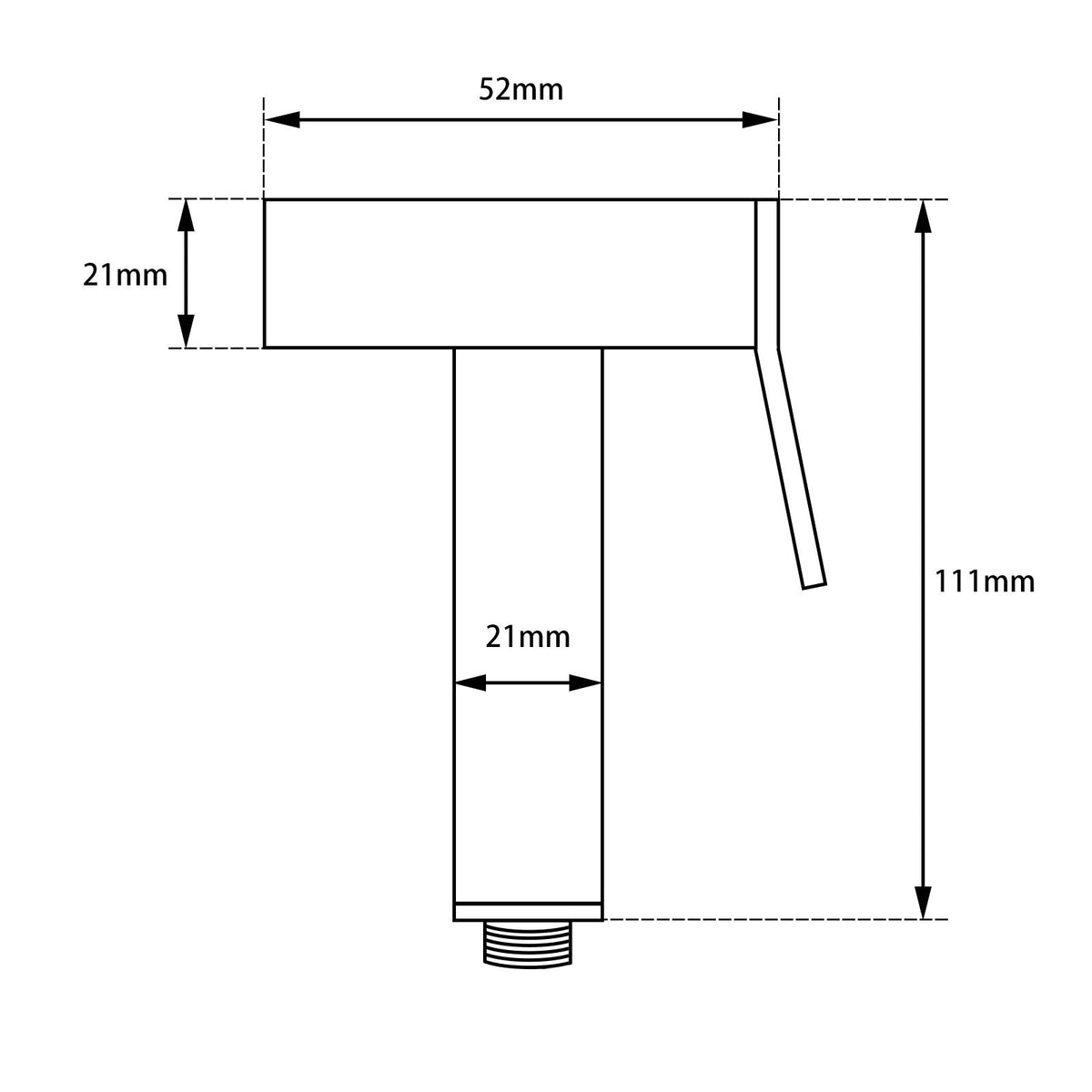 Square Brass Gun Metal Grey Toilet Bidet Spray Kit with 1.2m PVC Hose