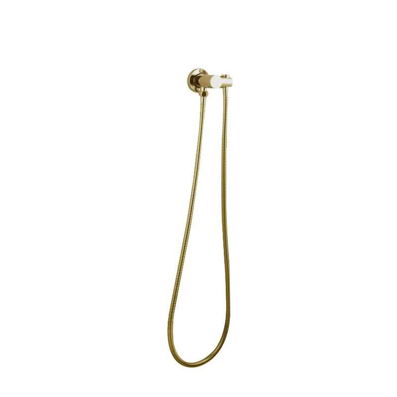 Pentro Brushed Yellow Gold Round Shower Holder Wall Connector &amp; Hose