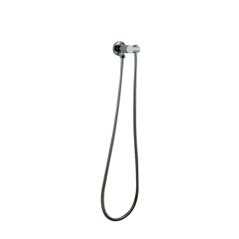 Pentro Brushed Nickel Round Shower Holder Wall Connector &amp; Hose