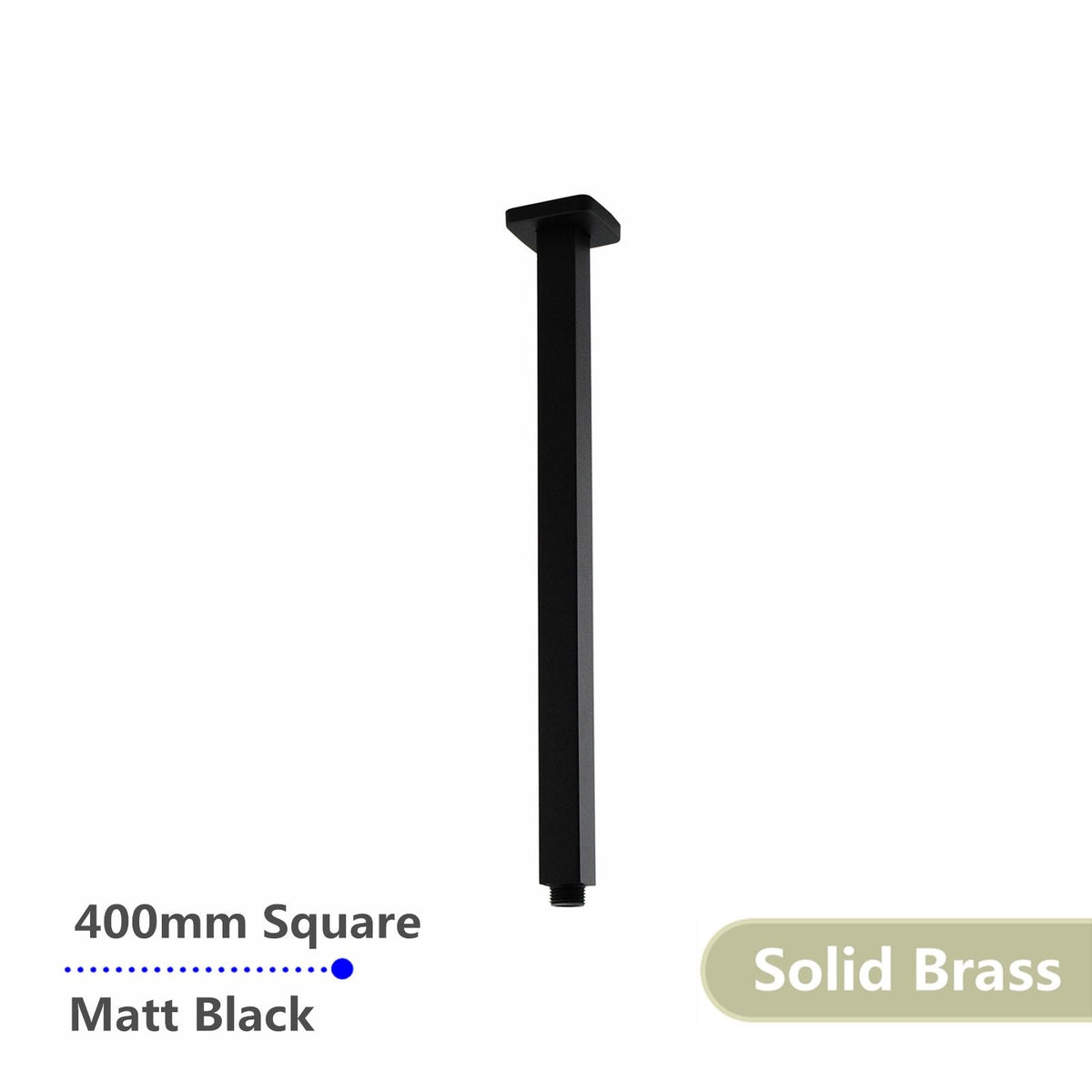 Square Black Ceiling Shower Arm 400mm