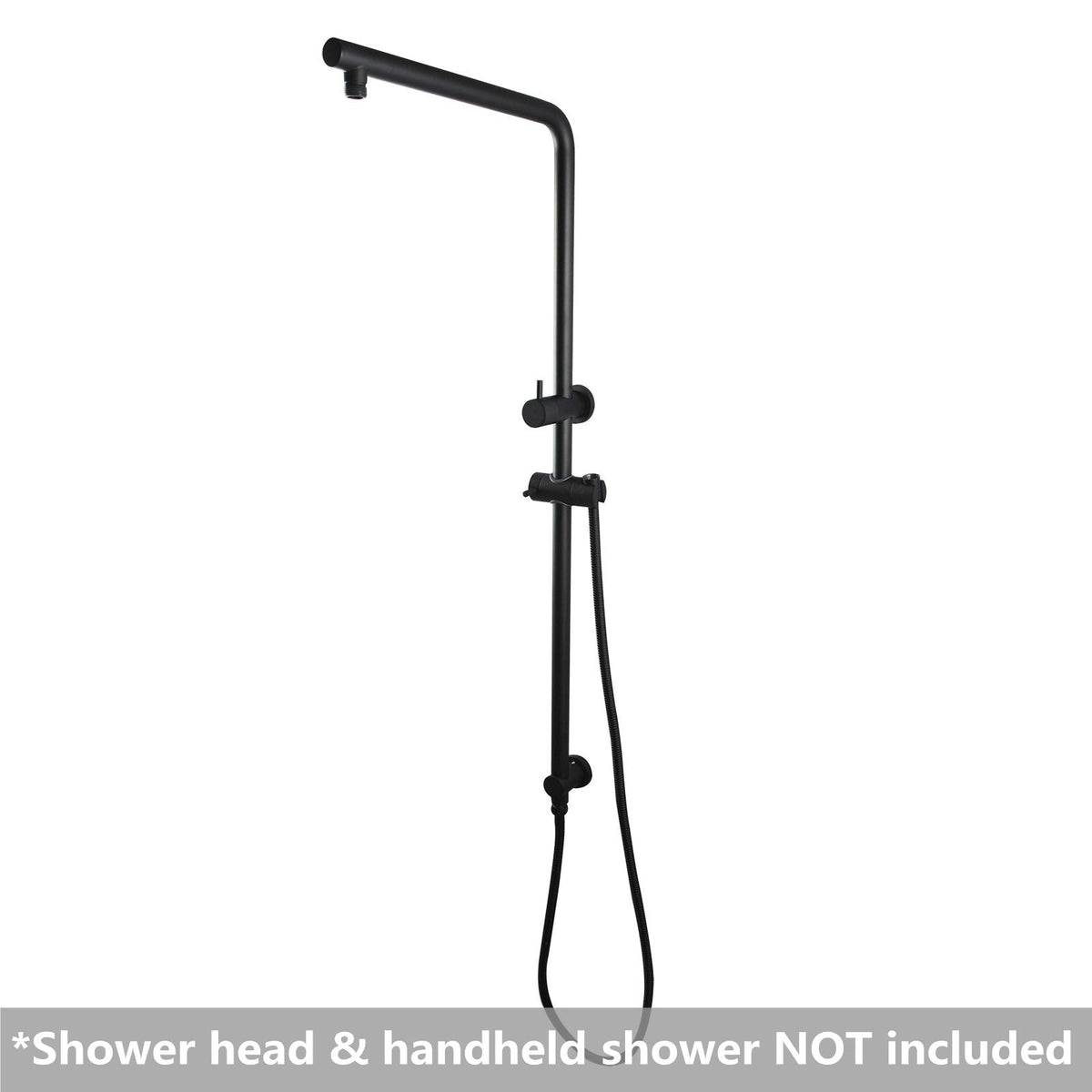 Right Angle Round Matte Black Top Inlet Shower Rail