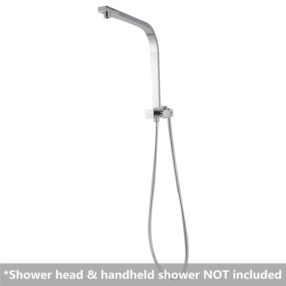 Square Chrome Half Shower Station without Shower Head and Handheld Shower