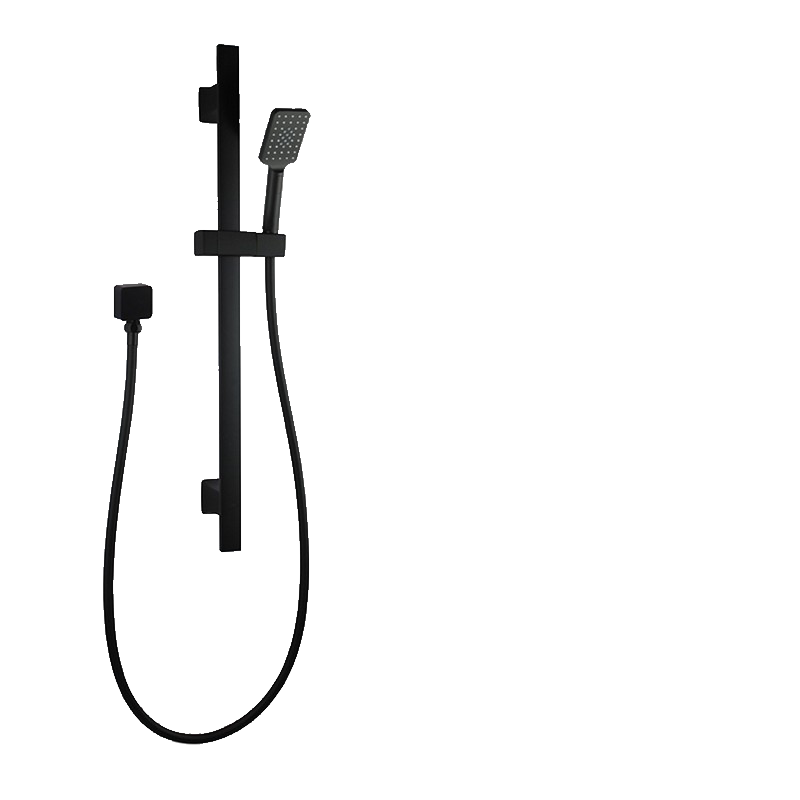3 Functions Square Black Hand held Shower Set With Rail