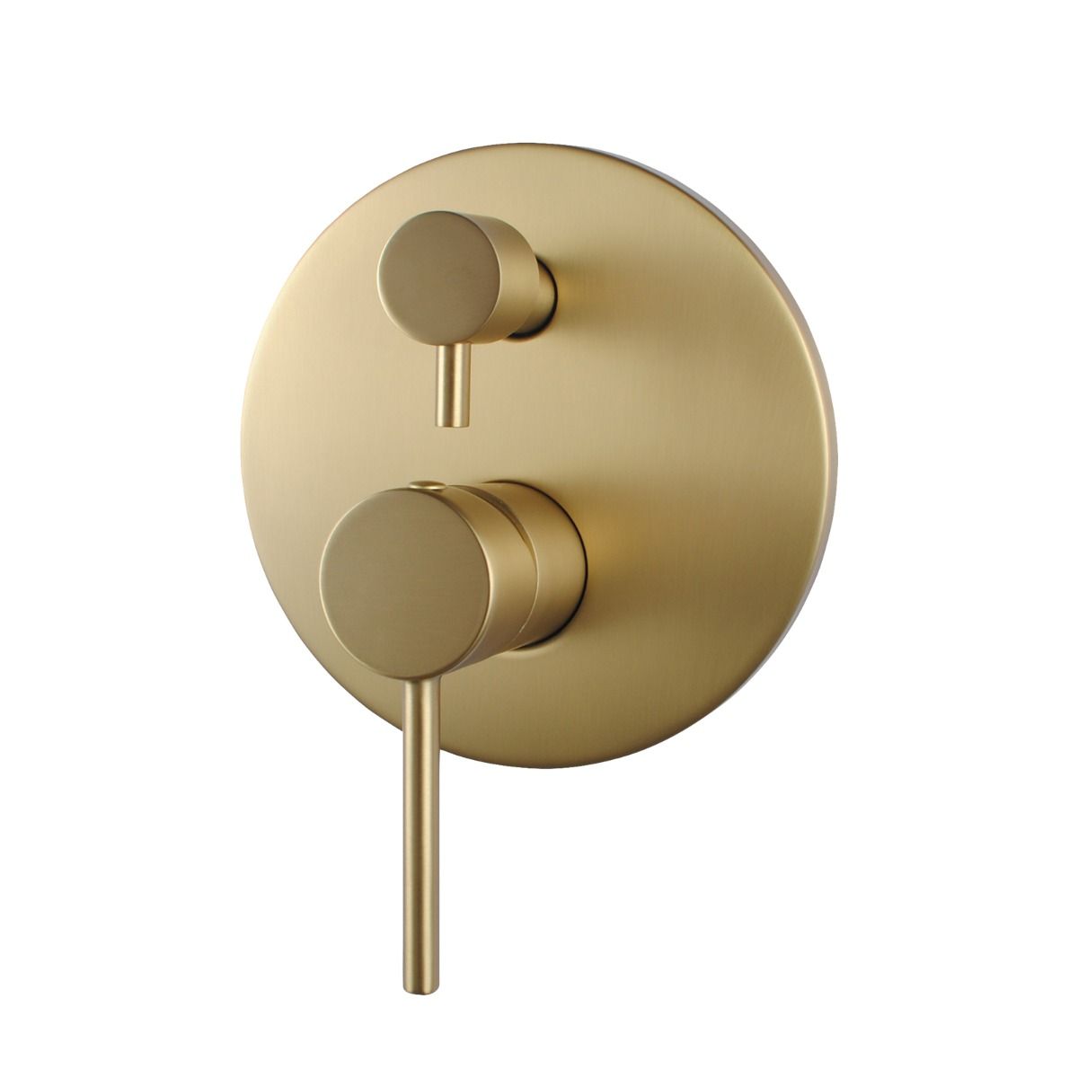 Norico Pentro Brushed Yellow Gold Round Wall Mixer Tap with Diverter